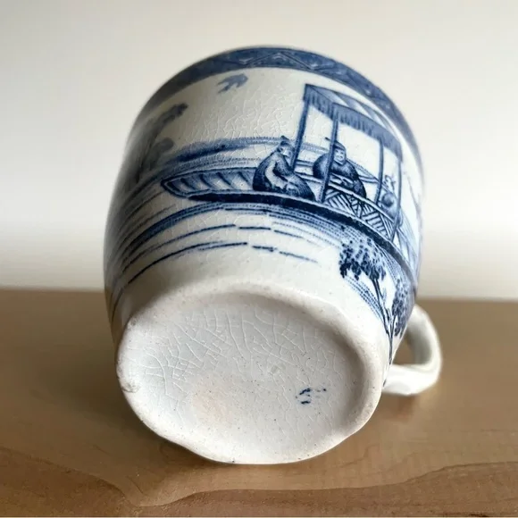 Antique Vtg blue & white tea cup English transferware?